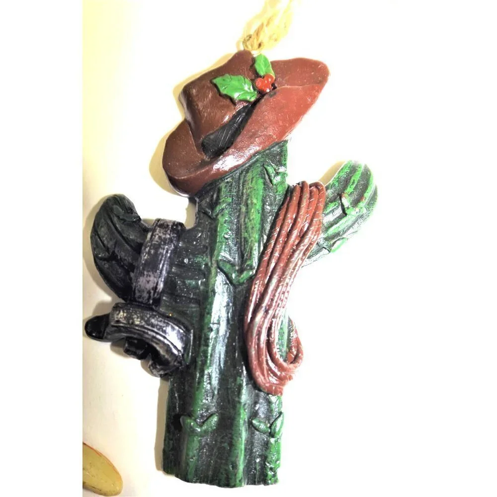 Set of three Southwestern ornaments - two cacti and one set of antlers 4 inches